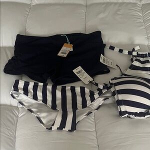Shade & Shore Navy and White Striped Women’s Bikini Set